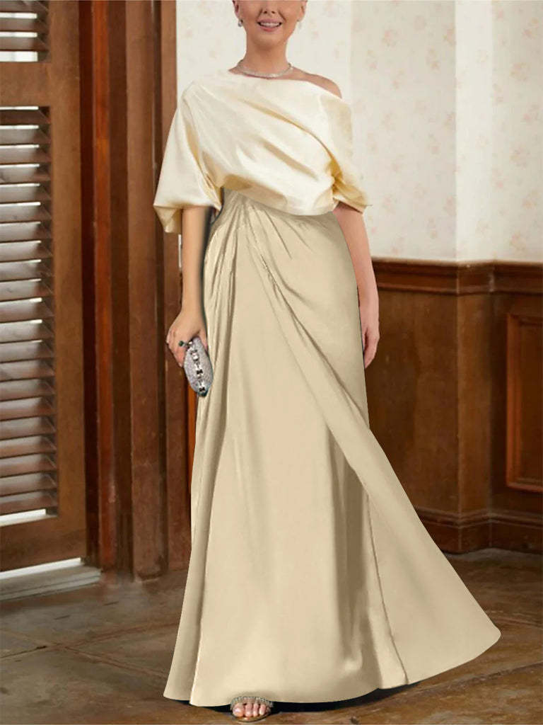 Mother of the Bride Cowl Neck A-Line Dresses with Half Sleeves