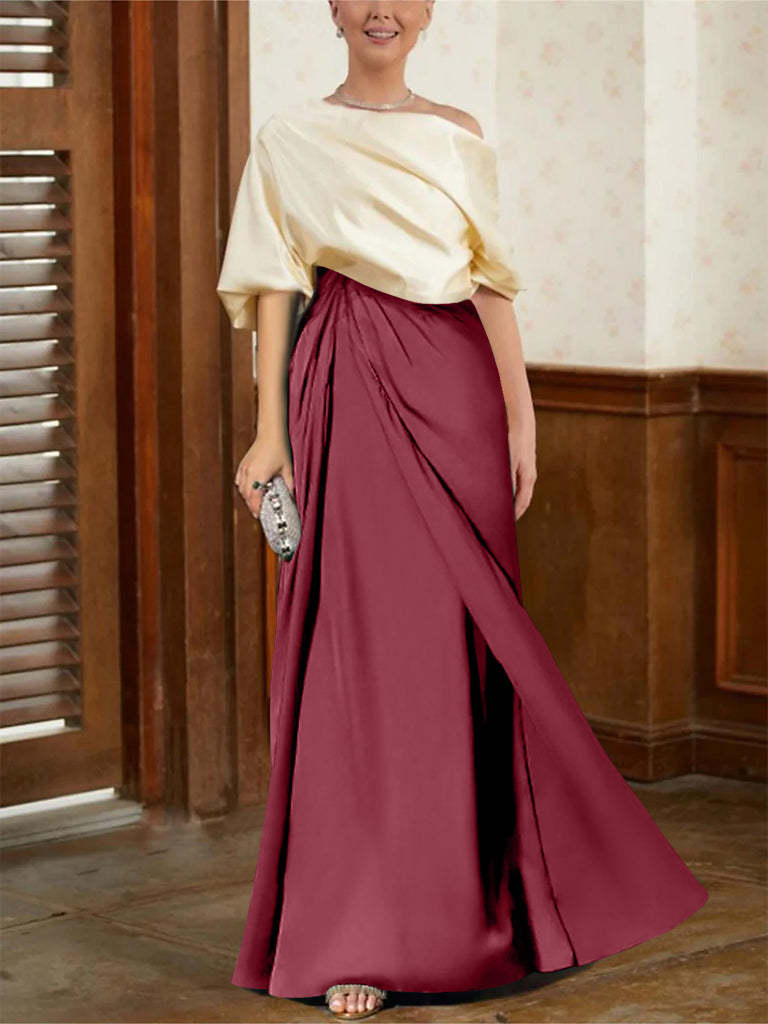 Mother of the Bride Cowl Neck A-Line Dresses with Half Sleeves