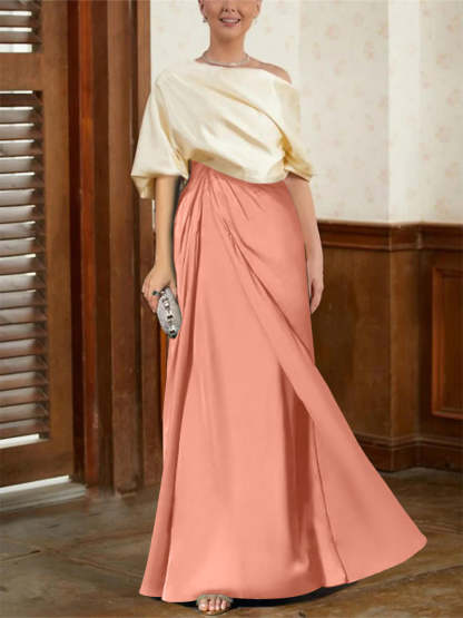 Mother of the Bride Cowl Neck A-Line Dresses with Half Sleeves