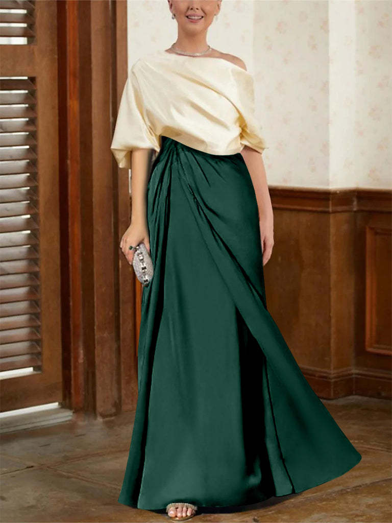 Mother of the Bride Cowl Neck A-Line Dresses with Half Sleeves