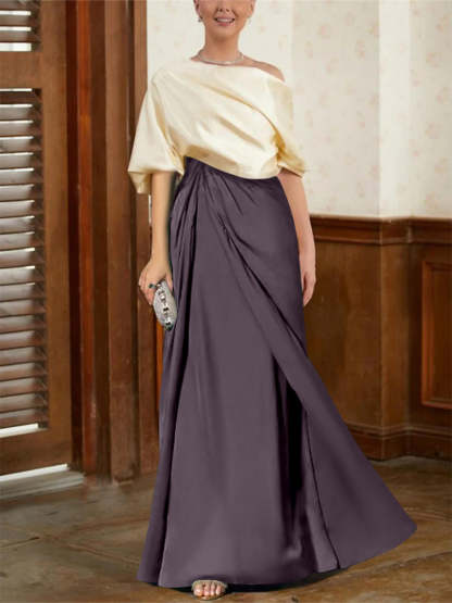 Mother of the Bride Cowl Neck A-Line Dresses with Half Sleeves