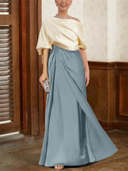 Mother of the Bride Cowl Neck A-Line Dresses with Half Sleeves