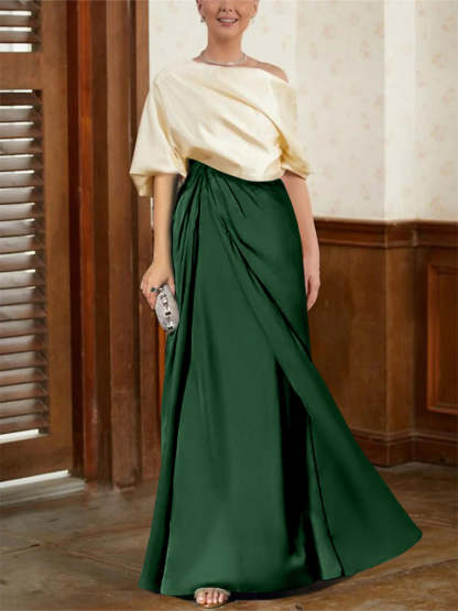 Mother of the Bride Cowl Neck A-Line Dresses with Half Sleeves
