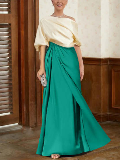 Mother of the Bride Cowl Neck A-Line Dresses with Half Sleeves