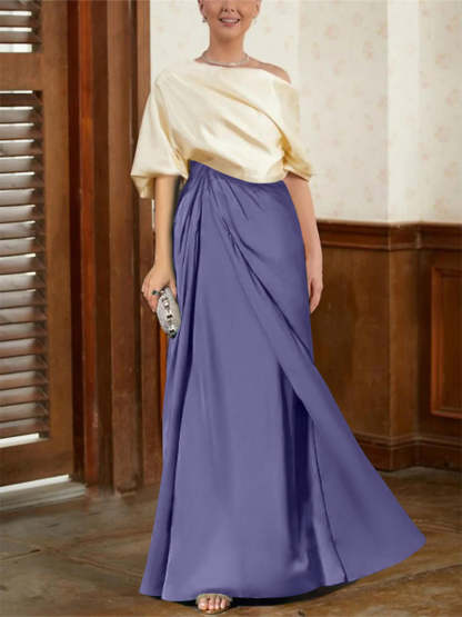 Mother of the Bride Cowl Neck A-Line Dresses with Half Sleeves