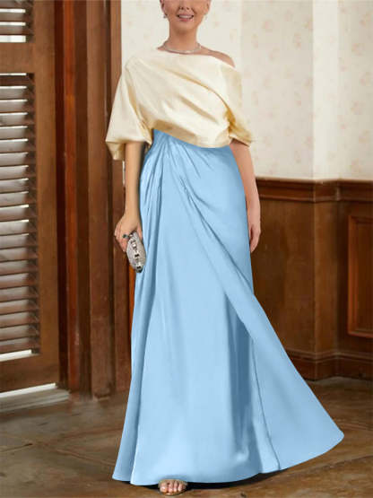 Mother of the Bride Cowl Neck A-Line Dresses with Half Sleeves