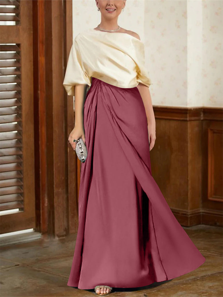 Mother of the Bride Cowl Neck A-Line Dresses with Half Sleeves