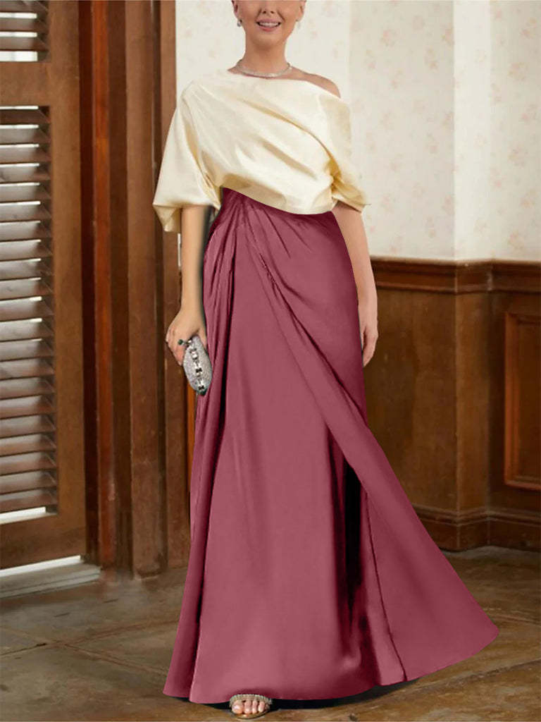 Mother of the Bride Cowl Neck A-Line Dresses with Half Sleeves