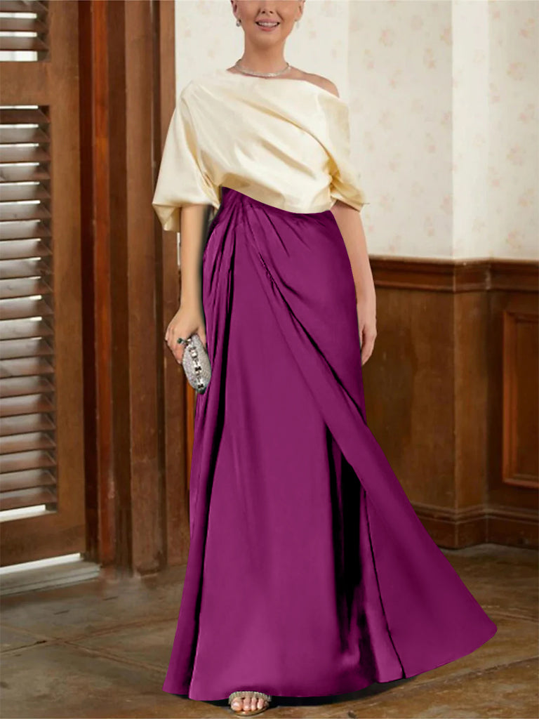 Mother of the Bride Cowl Neck A-Line Dresses with Half Sleeves