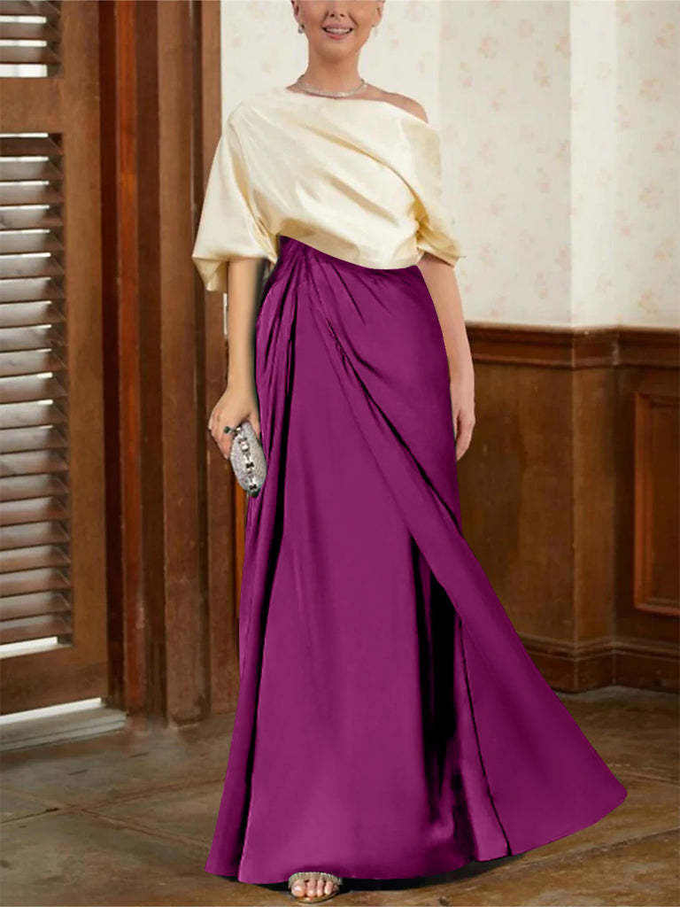 Mother of the Bride Cowl Neck A-Line Dresses with Half Sleeves