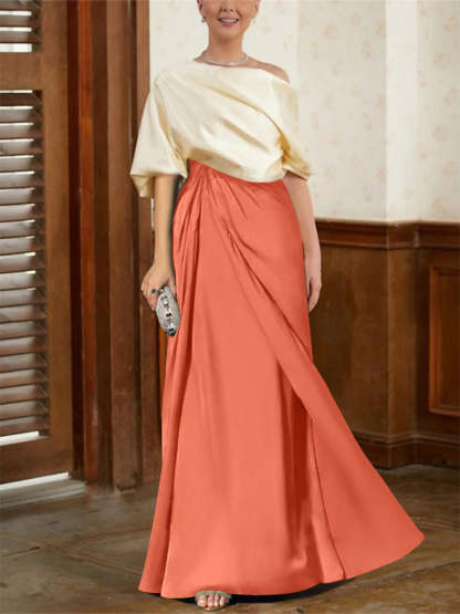 Mother of the Bride Cowl Neck A-Line Dresses with Half Sleeves
