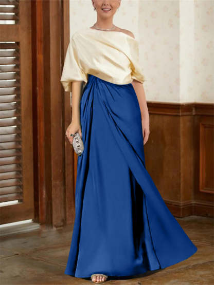 Mother of the Bride Cowl Neck A-Line Dresses with Half Sleeves