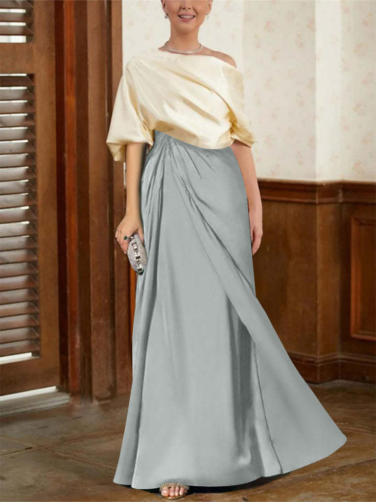 Mother of the Bride Cowl Neck A-Line Dresses with Half Sleeves