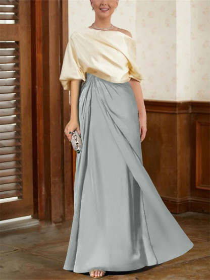 Mother of the Bride Cowl Neck A-Line Dresses with Half Sleeves