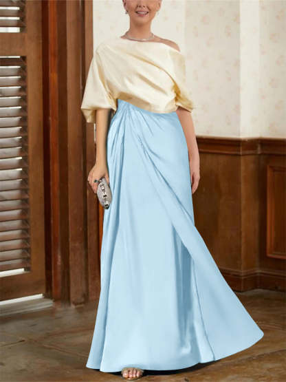Mother of the Bride Cowl Neck A-Line Dresses with Half Sleeves