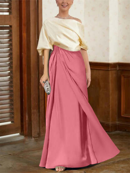 Mother of the Bride Cowl Neck A-Line Dresses with Half Sleeves