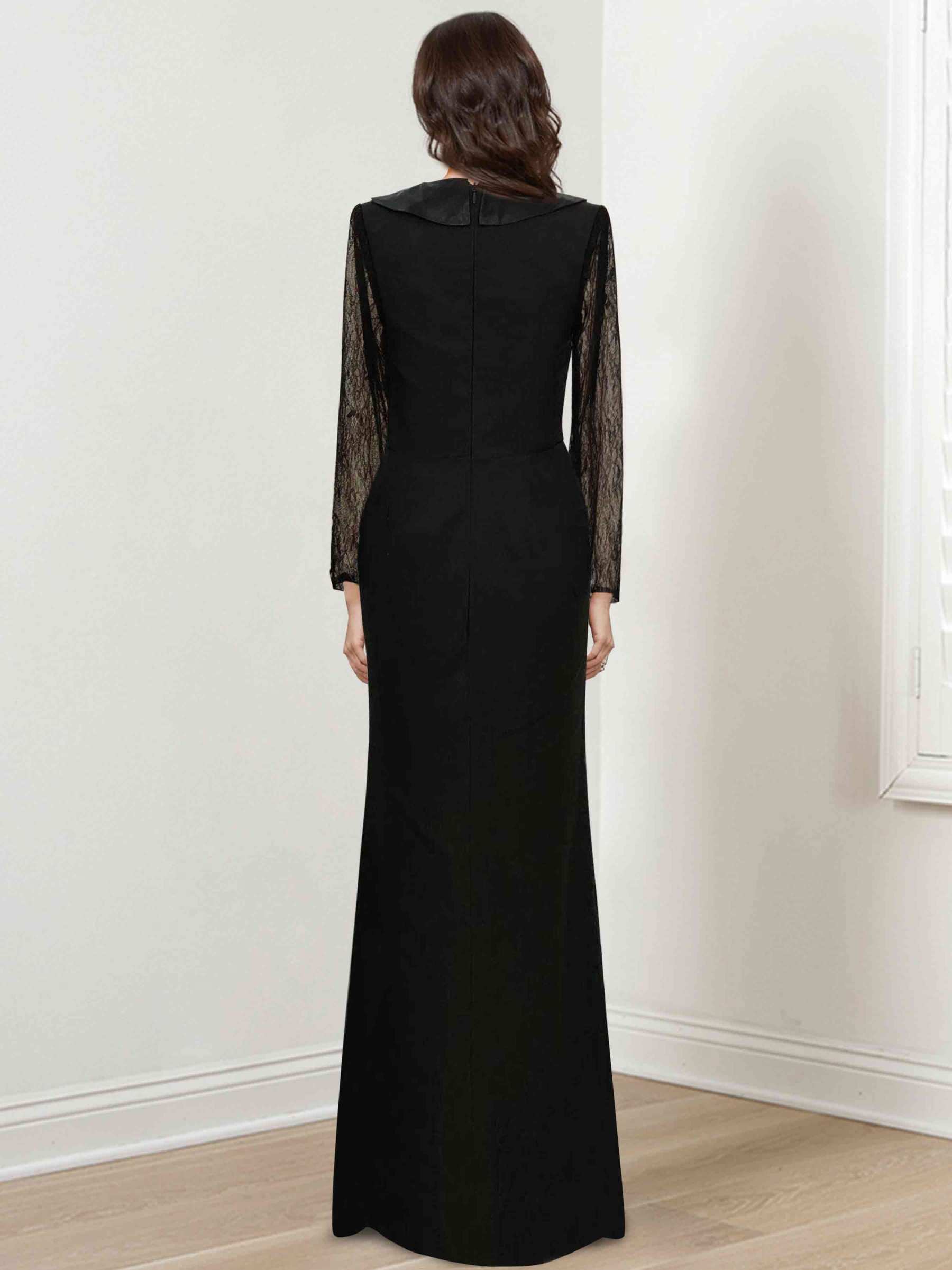 Long-Sleeve V-Neck Mermaid/Trumpet Mother of the Bride Dress with Split