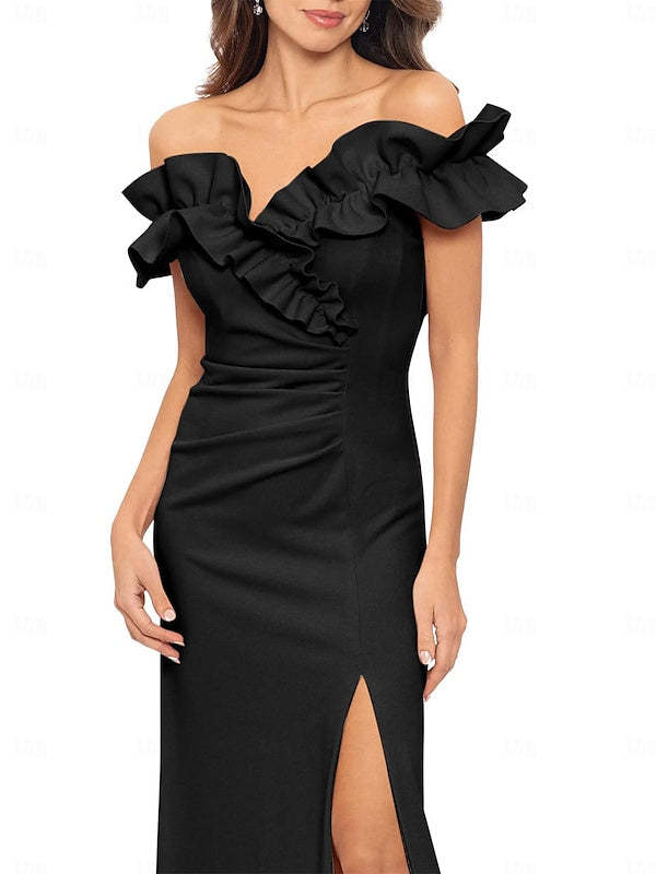 Floor-Length Off-the-Shoulder A-Line/Princess Wedding Guest Dresses