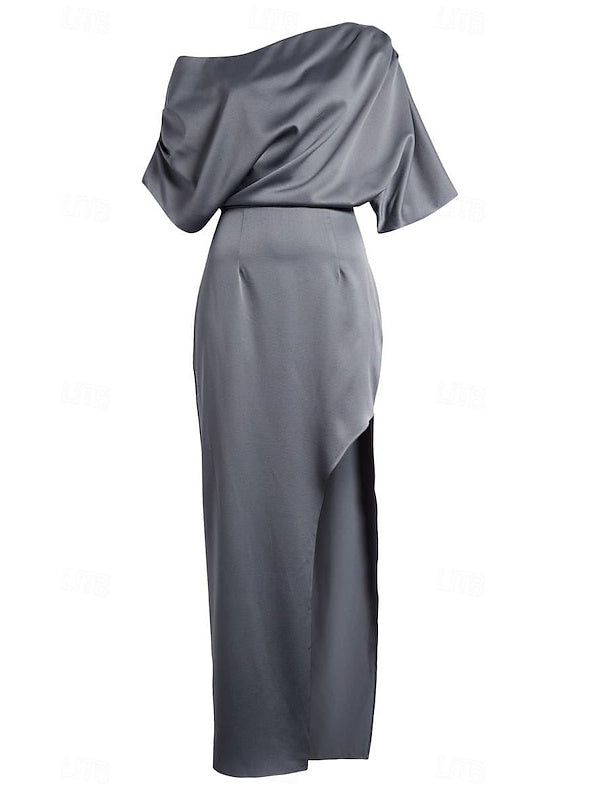 One-Shoulder Ankle-Length Sheath/Column Dresses for Wedding Guests