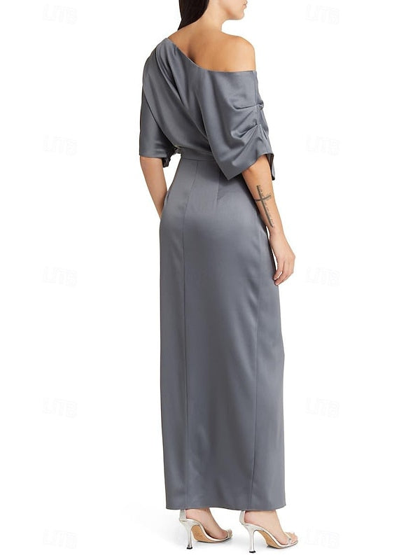 One-Shoulder Ankle-Length Sheath/Column Dresses for Wedding Guests