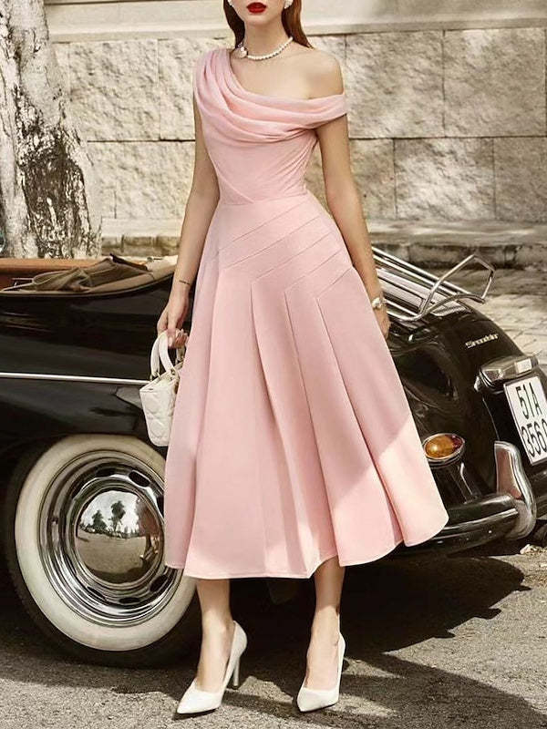 Sleeveless Tea-Length A-Line/Princess Wedding Guest Dresses