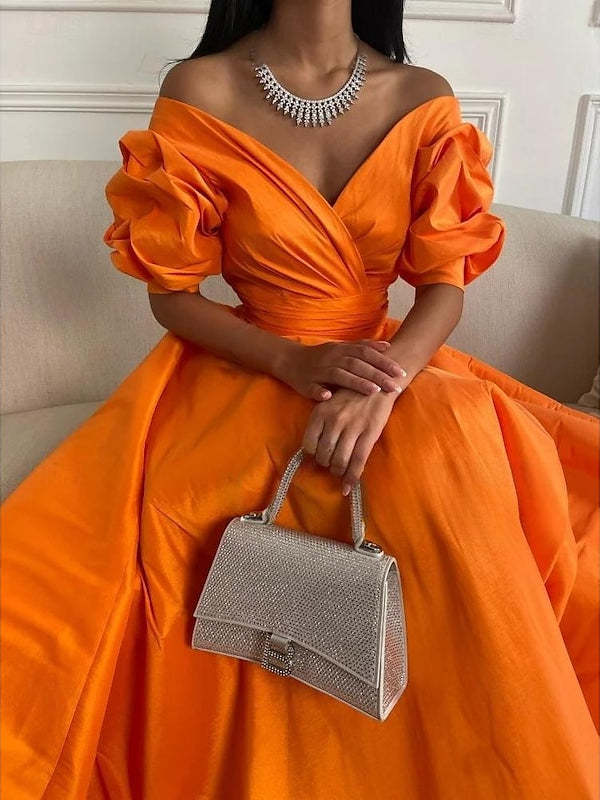 Princess A-Line Floor-length Off-the-Shoulder Evening Gowns