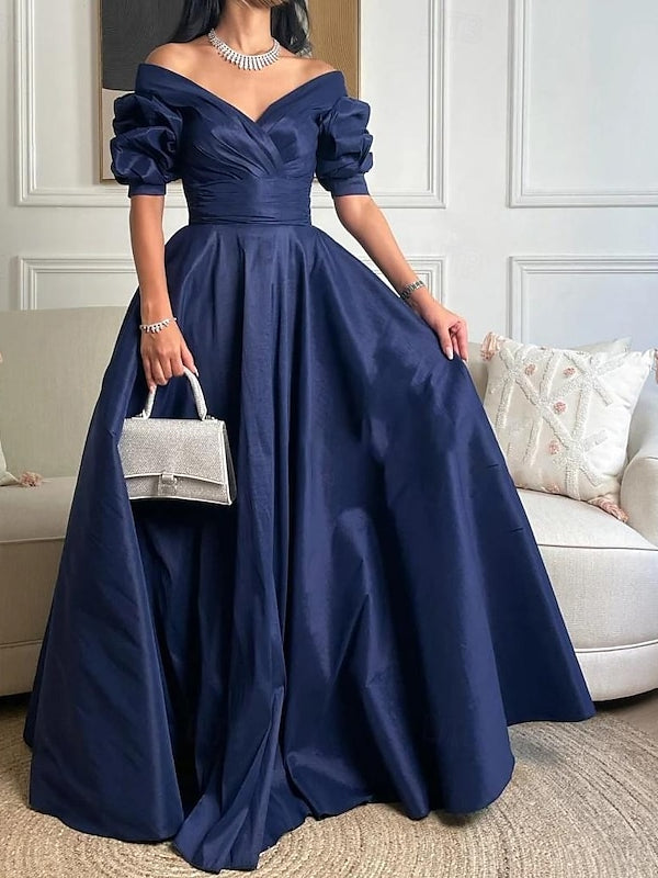 Princess A-Line Floor-length Off-the-Shoulder Evening Gowns