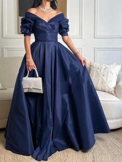 Princess A-Line Floor-length Off-the-Shoulder Evening Gowns