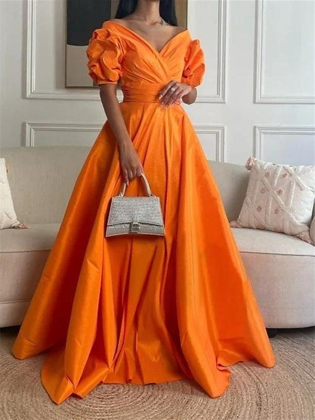 Princess A-Line Floor-length Off-the-Shoulder Evening Gowns