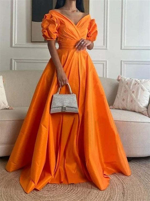 Princess A-Line Floor-length Off-the-Shoulder Evening Gowns