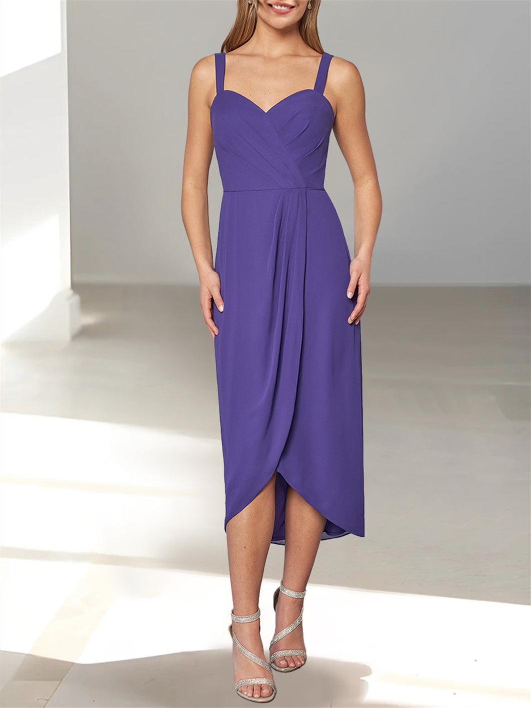 Feathered Jacket Tea-Length Mother of the Bride A-Line/Princess Dresses