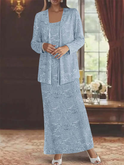 Ankle-length Chiffon Mother of the Bride Dress with Sequins and Jacket