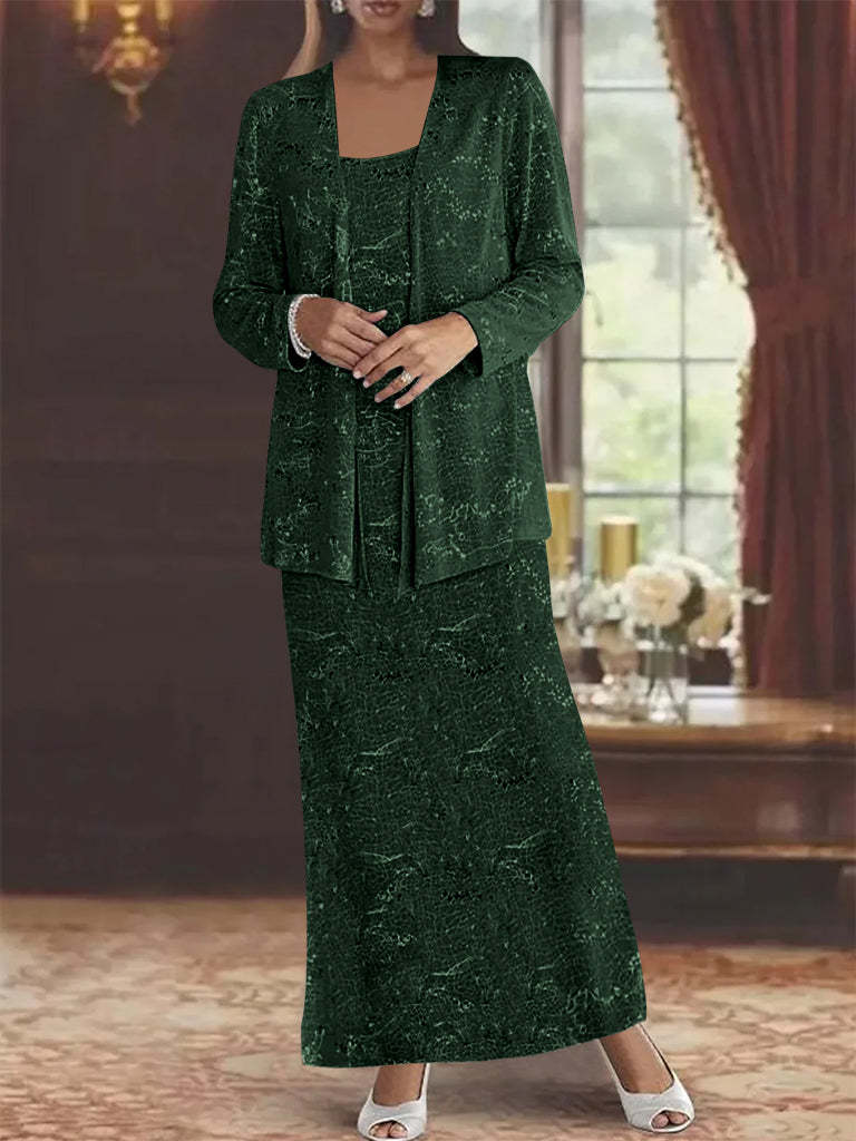 Ankle-length Chiffon Mother of the Bride Dress with Sequins and Jacket