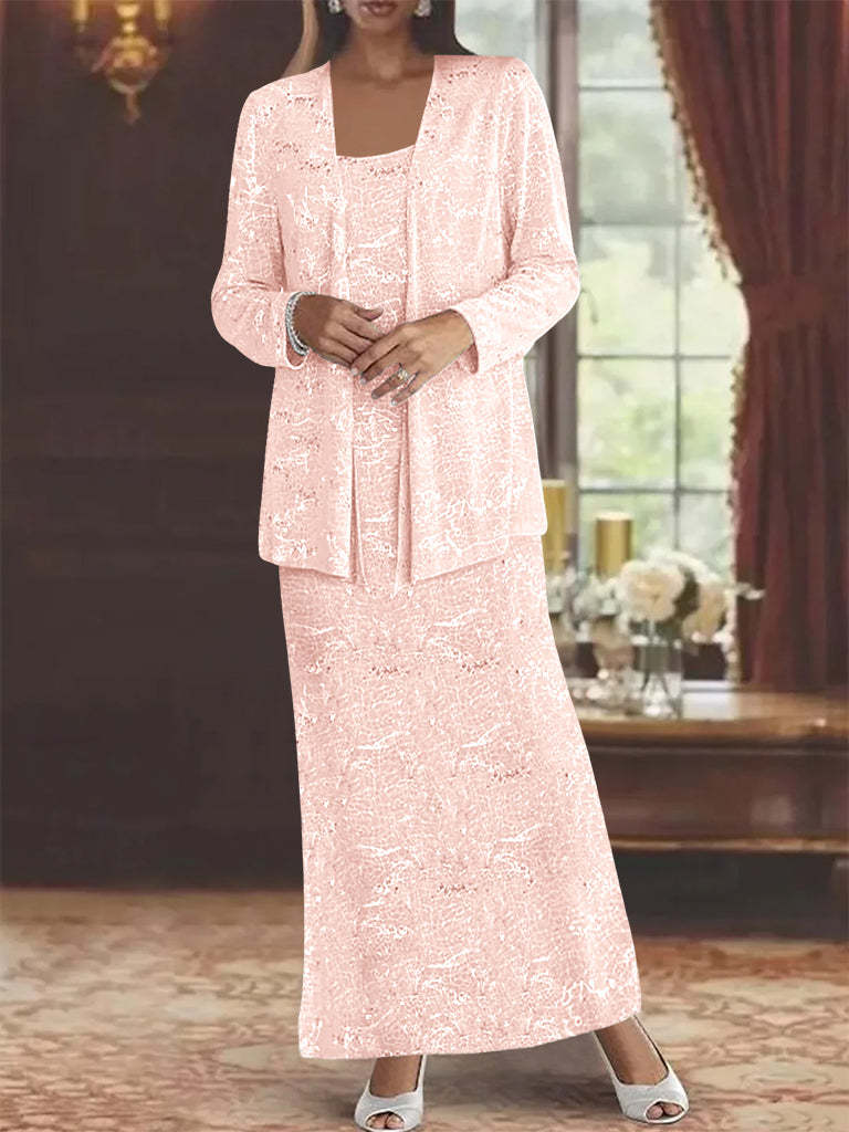 Ankle-length Chiffon Mother of the Bride Dress with Sequins and Jacket
