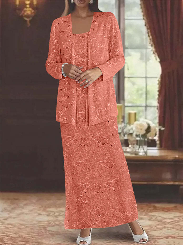 Ankle-length Chiffon Mother of the Bride Dress with Sequins and Jacket