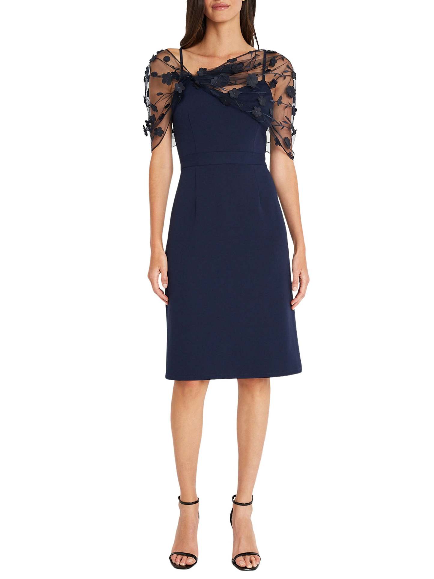 Sleeveless Knee-Length Mother of the Bride Dress with Spaghetti Straps and Watteau Train