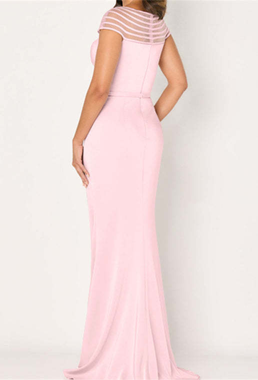 Asymmetrical Silk Satin Trumpet/Mermaid Mother of the Bride Dress with High Split