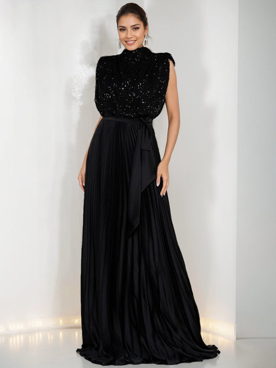 High Neck Sleeveless A-Line/Princess Mother of the Bride & Groom Dresses with Sequins and Ruffles