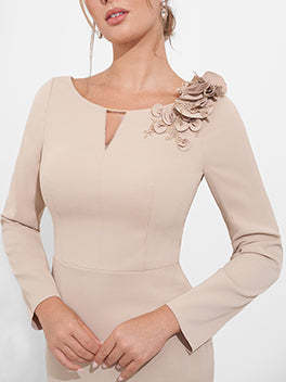 Scoop Neck Sheath/Column Dress with 3D Flowers for Mother of the Bride & Groom