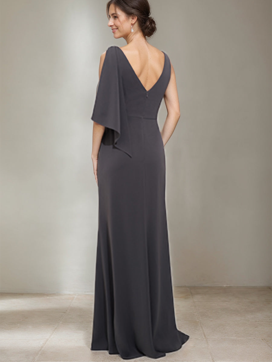 Scoop Neck Sheath/Column Dress for Mother of the Bride & Groom with Beaded Details and Side Split