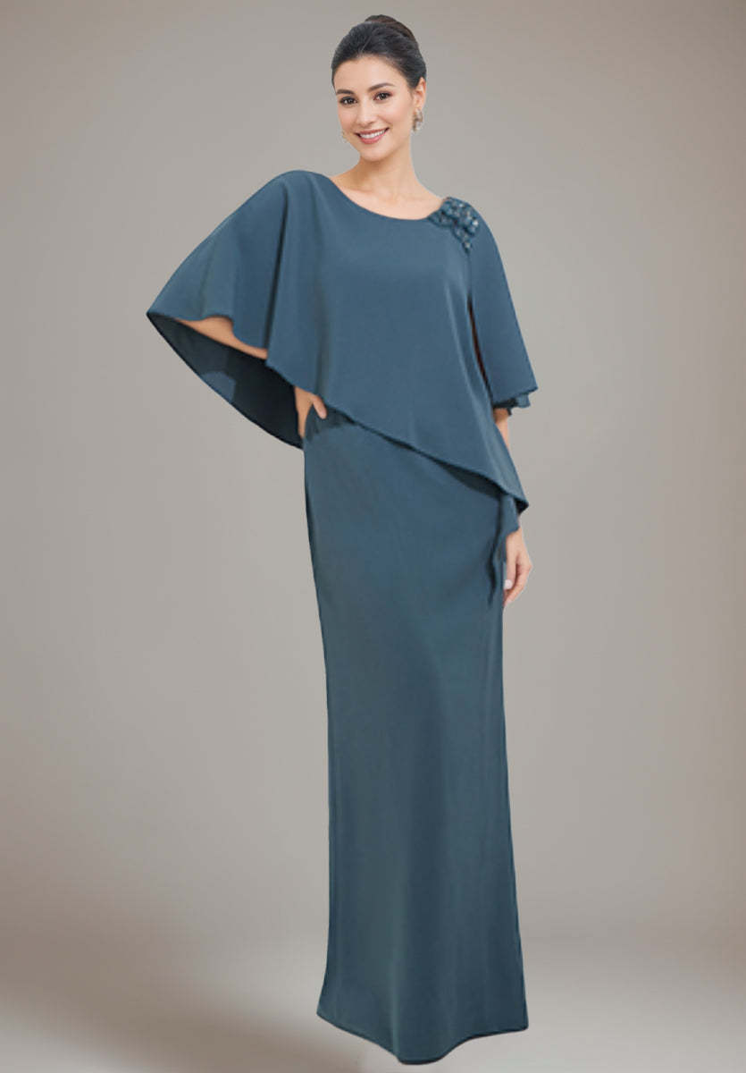Scoop Neck Sheath/Column Dress for Mother of the Bride & Groom with Appliques and Beadings