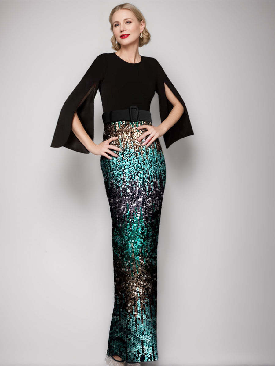 Retro Floor-Length Trumpet/Mermaid Gown with Belt for Mothers of the Bride & Groom