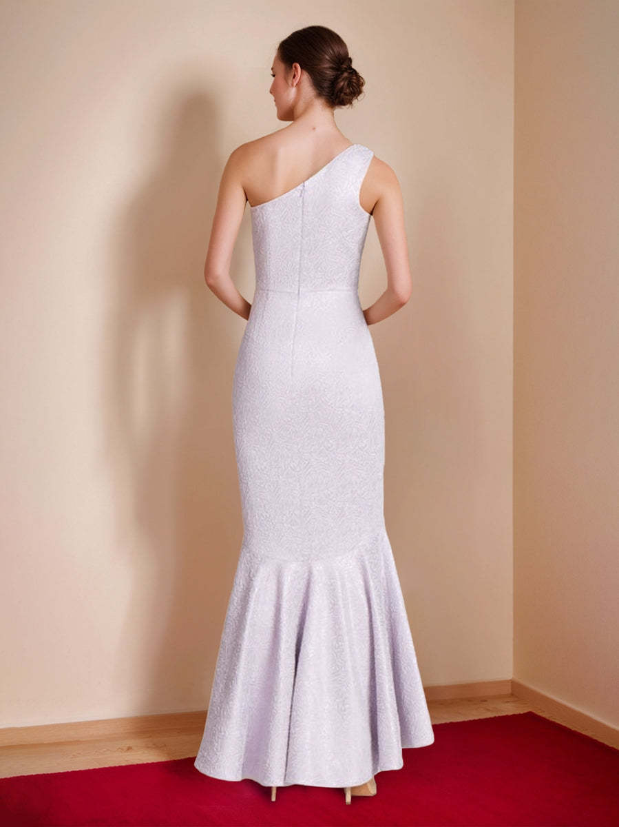 Elegant One-Shoulder Asymmetrical Trumpet/Mermaid Dress for Mother of the Bride & Groom with Ruffles
