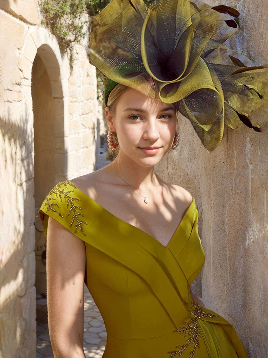 Off-the-Shoulder Ruffled Sleeveless A-Line/Princess Dress for Mother of the Bride & Groom