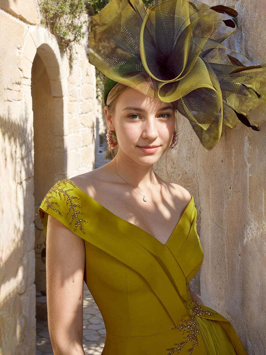 Off-the-Shoulder Ruffled Sleeveless A-Line/Princess Dress for Mother of the Bride & Groom