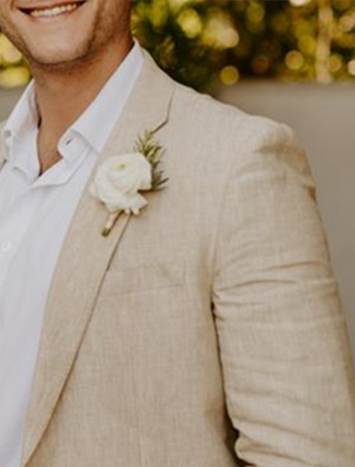 Solid Colored Linen Suits For Men Tailored Fit With Single Breasted Two-Button Design