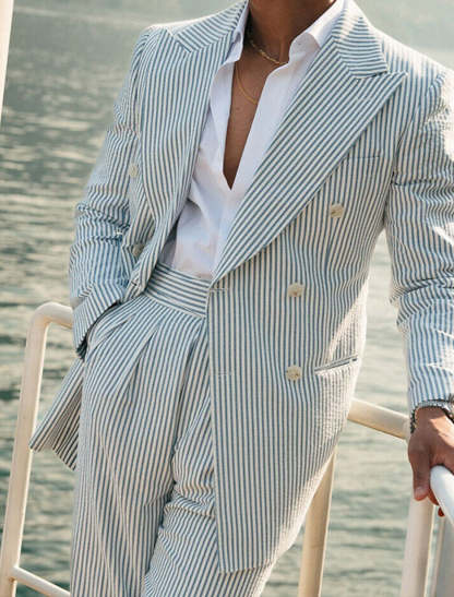 Double Breasted Six-Button Men's Wedding Suit In Tailored Fit