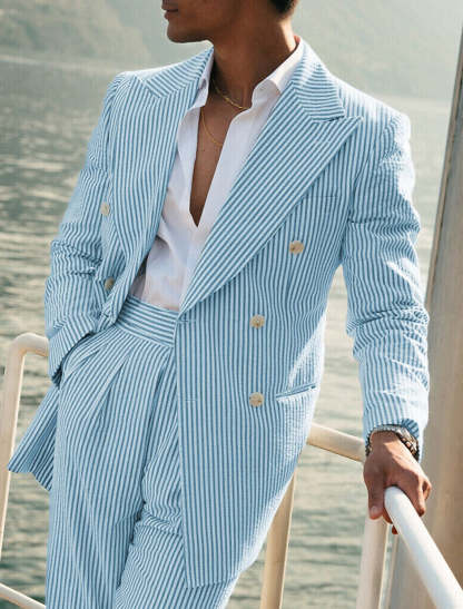 Double Breasted Six-Button Men's Wedding Suit In Tailored Fit