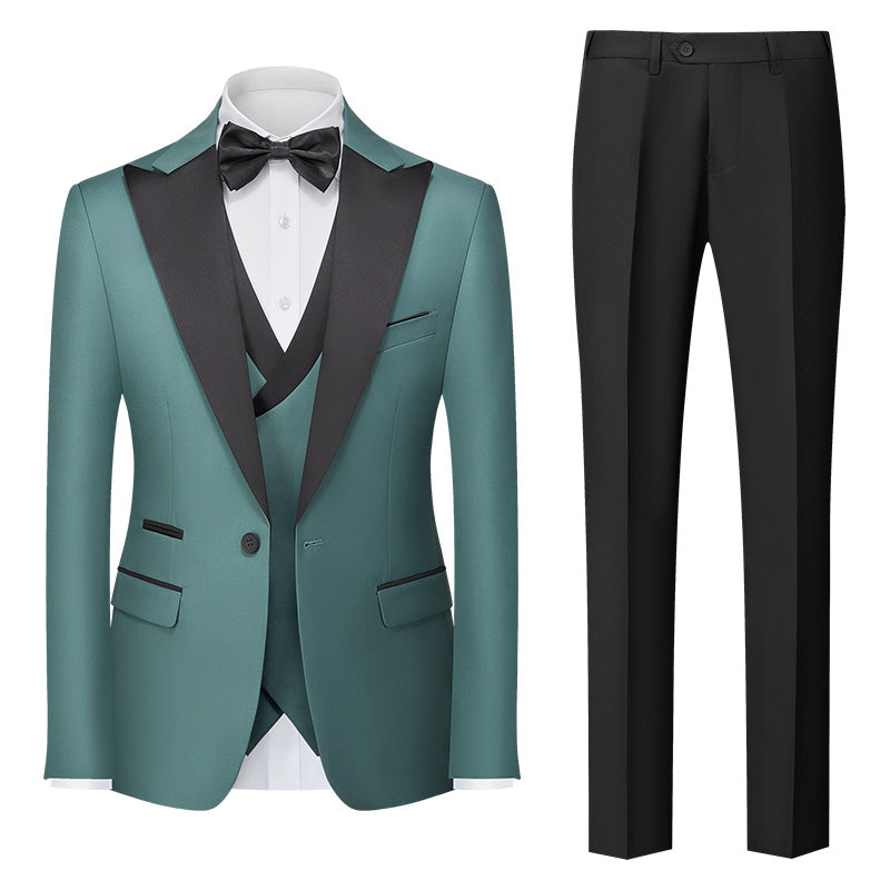 Men's Tailored Fit Single Breasted One-Button 3-Piece Wedding Suits In Burgundy Green Pink Red Blue And White-BMbridal.UK