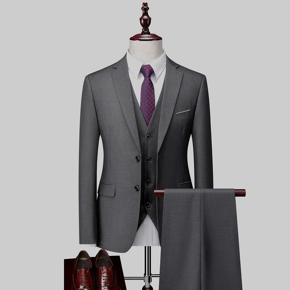 Men's Tailored Fit Single Breasted 3-Piece Wedding Suit In Blue Ivory Purple Burgundy White Green And Black-BMbridal.UK